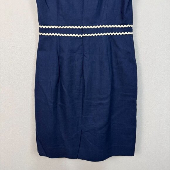 J. Crew Womens Sleeveless Rickrack Trim Sheath Suiting Dress Navy Blue Size 6 - Picture 6 of 16